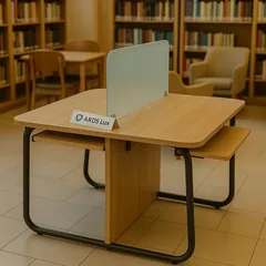Стол для читального зала двухместный с перегородкой и экраном